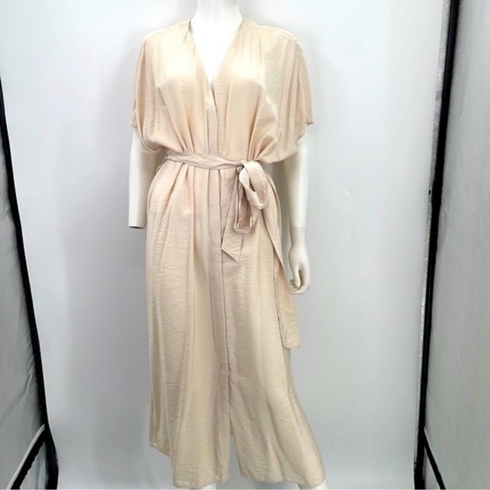 UEC H&M nude belted maxi dress deep v-neck medium